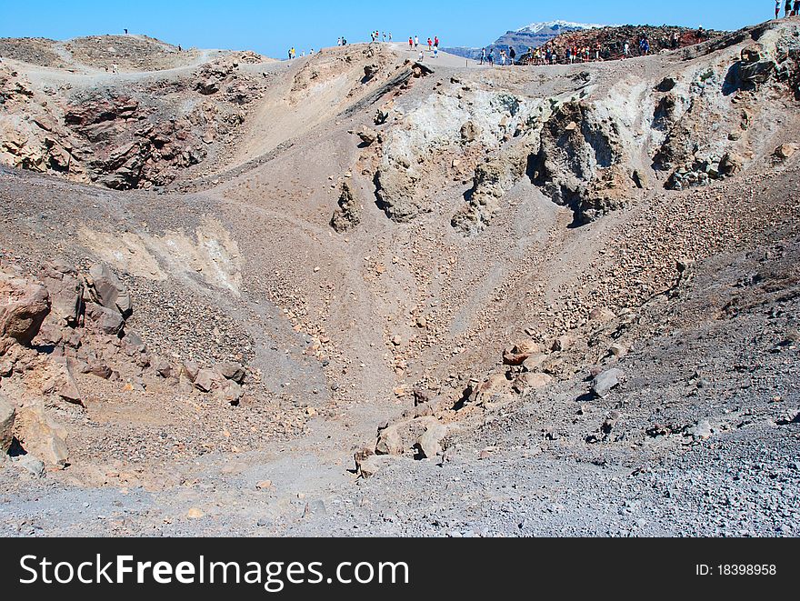 On the top of santorini volcan