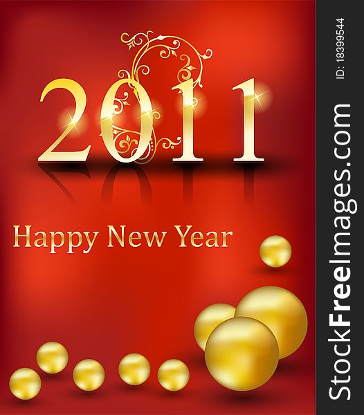 Beautiful golden and red color new year card. Beautiful golden and red color new year card