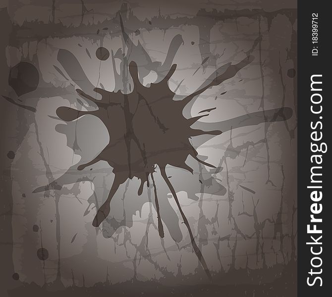 Grunge background depicting a spot of paint on an old cracked wall, vector illustration, eps10
