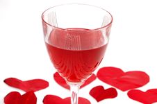Red Glass Of Wine With Red Hearts Royalty Free Stock Photography Red Glass Of Wine With Red Hearts Royalty Free Stock Photography