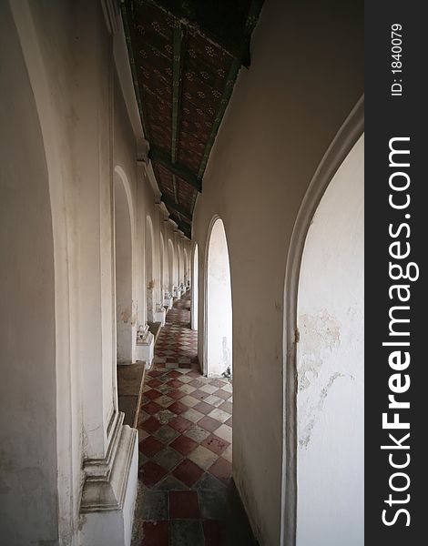 A gallery inside Phra Pathom Chedi complex, Nakhon Pathom, Thailand