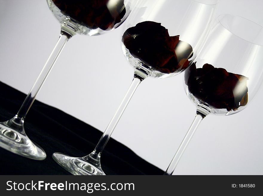 Line of wine glasses diagonal. Line of wine glasses diagonal