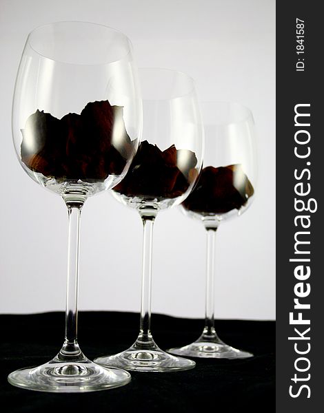 Wine glasses line on black background. Wine glasses line on black background