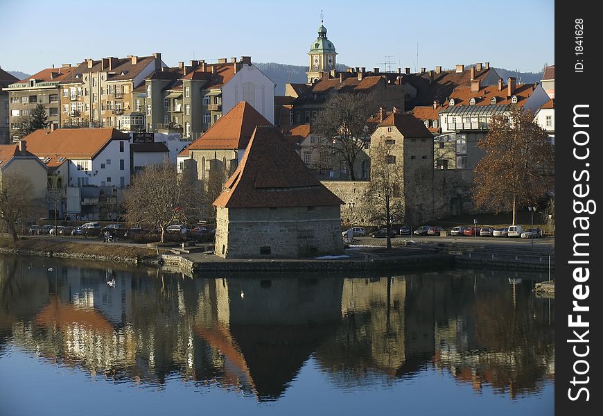 River view in Moribor city in Slovenya