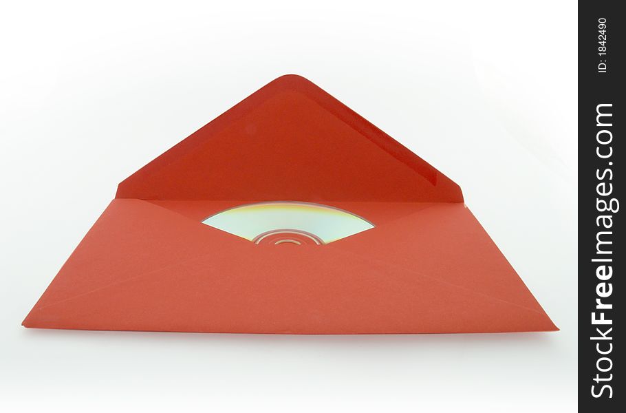 Envelope with CD on white