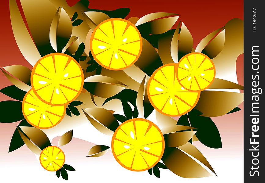 Lemons with leafs styled with hot colors