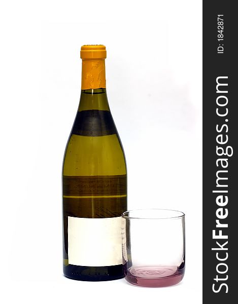 A white wine bottle isolated against a white background
