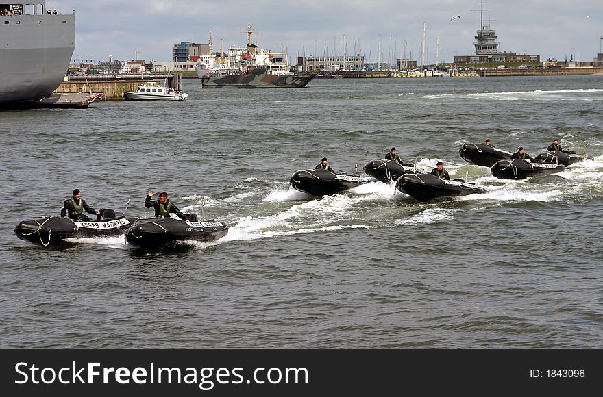 Little boats navigating on the north-sea at a row. Little boats navigating on the north-sea at a row