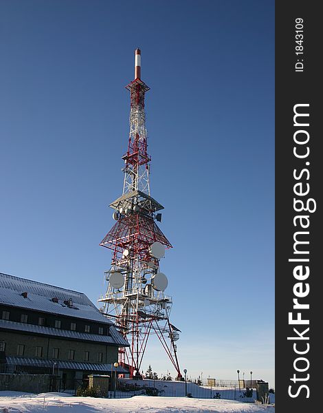 Television Antenna. Winter Mountain Peak. Television Antenna. Winter Mountain Peak