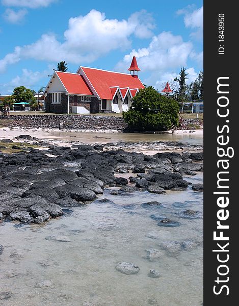Nice church on beach in Mauritius