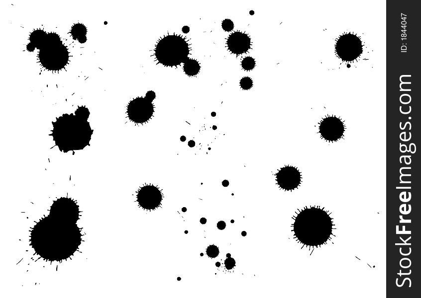 Ink splats grouped and to be used as brushes, paint splatters, backgrounds or blood stains etc. Ink splats grouped and to be used as brushes, paint splatters, backgrounds or blood stains etc.