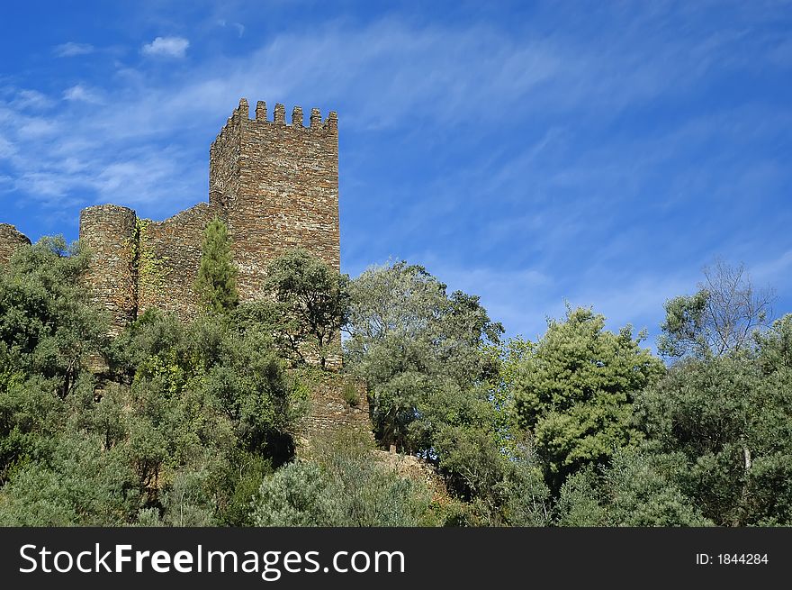 Medieval castle in the Mountain range of the LousÃ£, North of Portugal