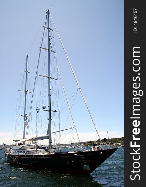 Schooner in Sydney Harbour at the start of the Sydney to Hobart Yacht Race, Sydney, Australia