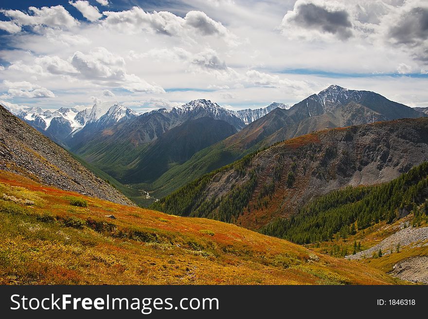 Mountains and glacier.