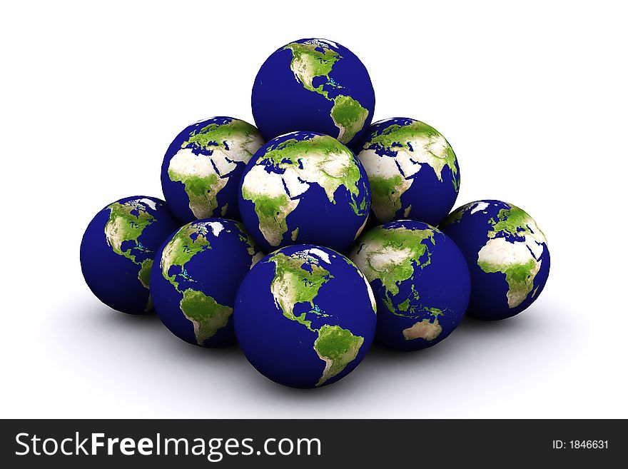 3d rendered earth stacked on top of one another. 3d rendered earth stacked on top of one another