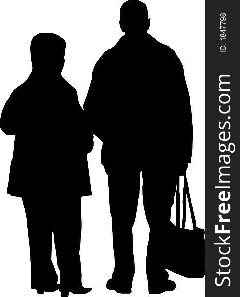 Illustration of a couple with bag