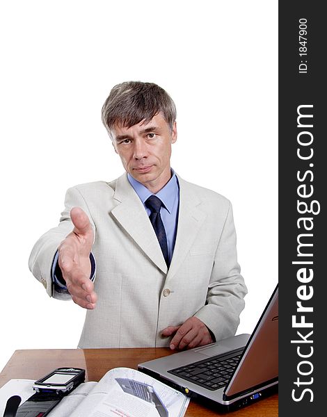 Portrait of a middle age businessman. Shot in studio. Isolated with clipping path. Portrait of a middle age businessman. Shot in studio. Isolated with clipping path.