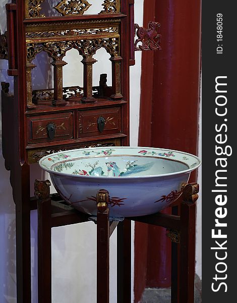 Old Chinese  Basin  On Washstand