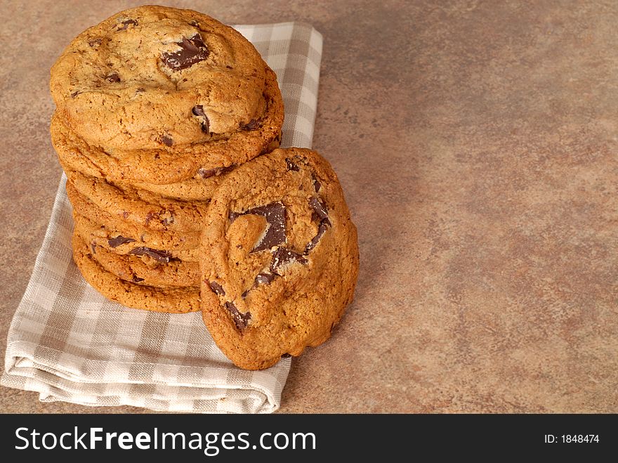 Stack of delicious chocolate chunk cookies