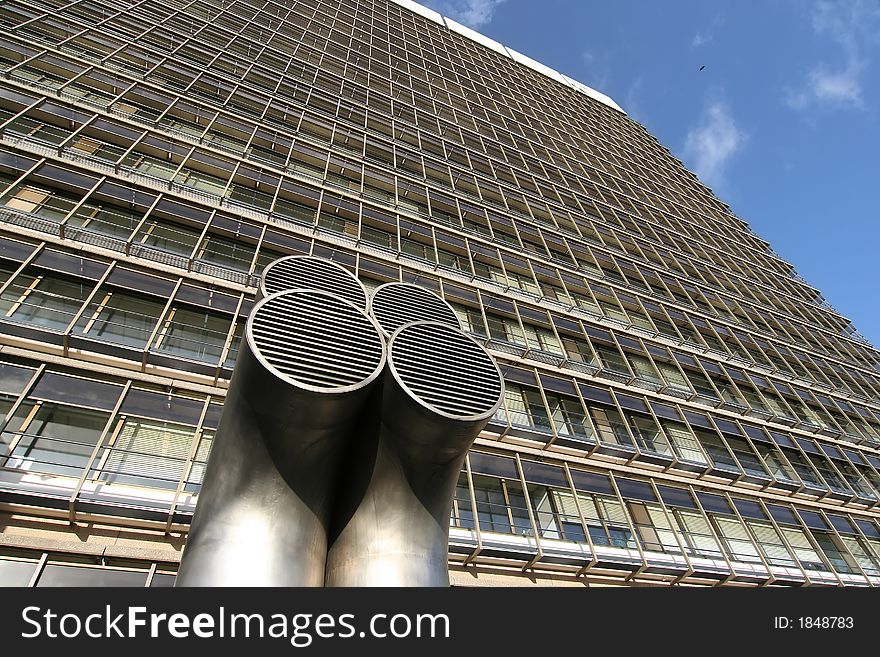 Office building with exterior air vents. Office building with exterior air vents