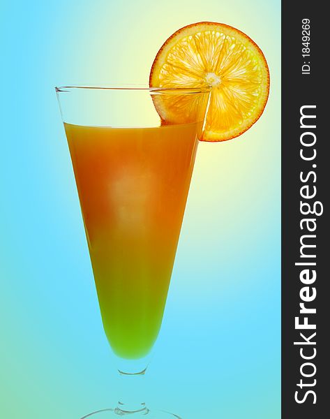 Orange drink with orange slice on side