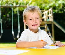 Crayon Boy Royalty Free Stock Photography