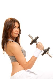 Fitness Brunette Woman Instructor Weightlifting Royalty Free Stock Photos Fitness Brunette Woman Instructor Weightlifting Royalty Free Stock Photos