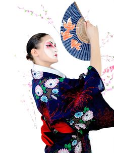 Japan Geisha Woman With Creative Make-up Stock Images