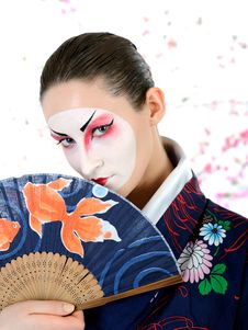 Japan Geisha Woman With Creative Make-up Stock Images Japan Geisha Woman With Creative Make-up Stock Images