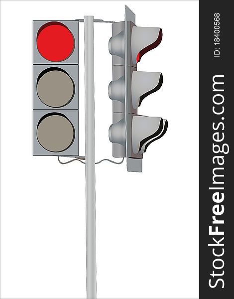 Vector illustration of traffic lights under the white background