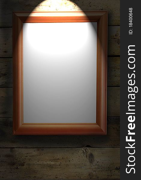 Lighting on the wood picture frame