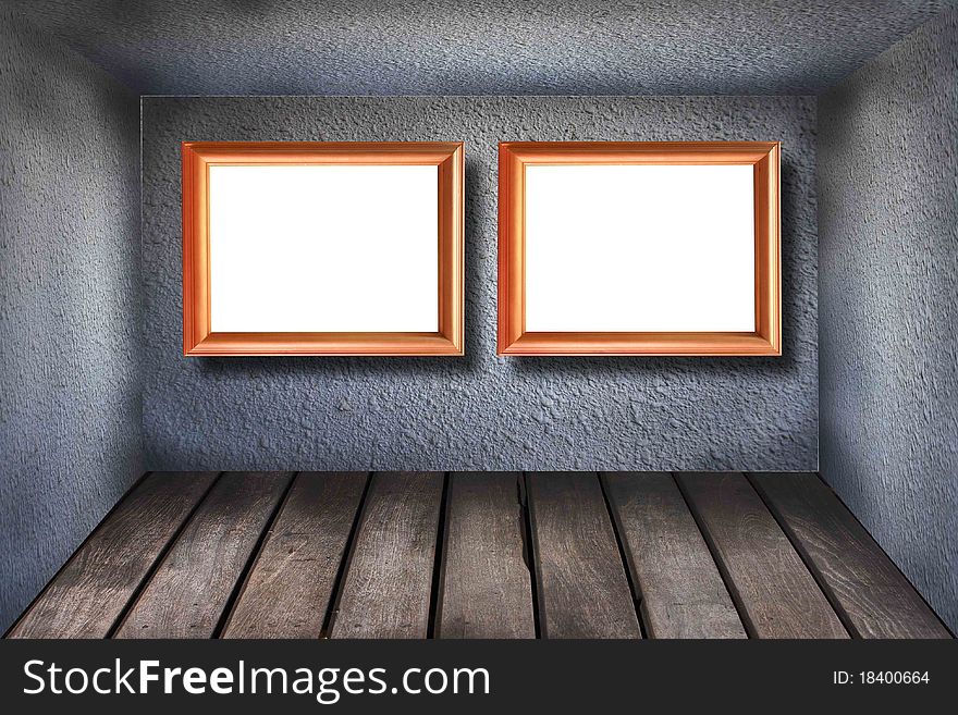 Two picture frame on the wall in room empty