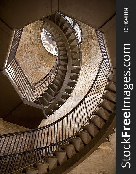 Spiral staircase in historic building in Verona Italy - Torre dei Lamberti.