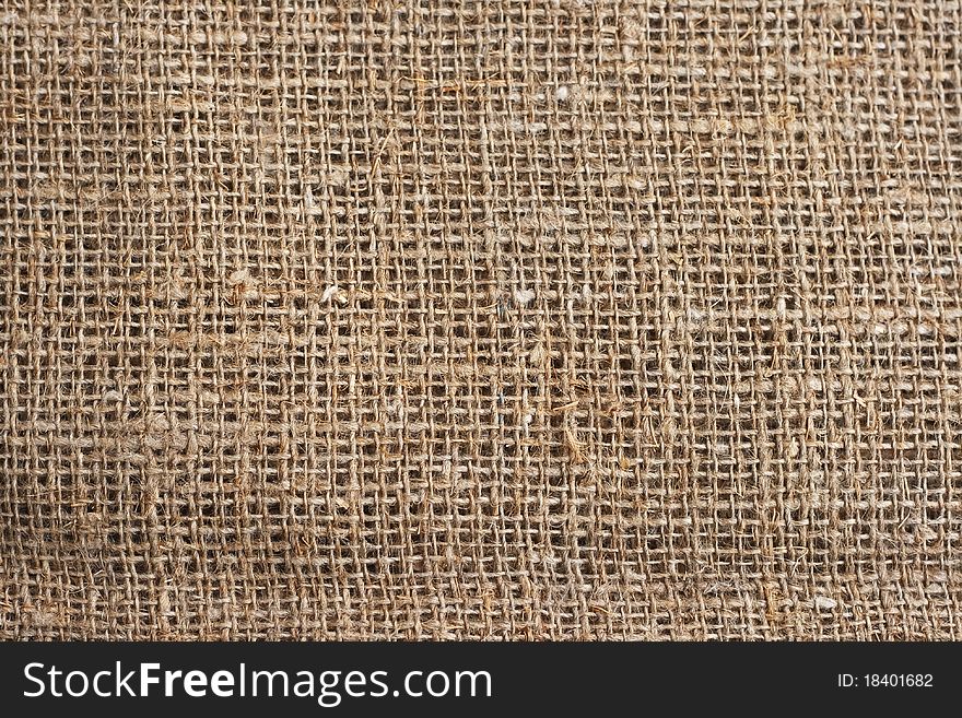 The texture of burlap, photographed close- up