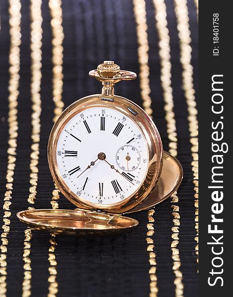 Antique gold pocket watch with diamonds. Antique gold pocket watch with diamonds