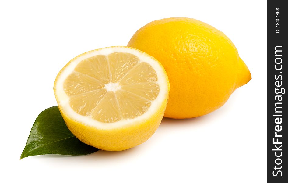 Fresh lemons isolated over white background