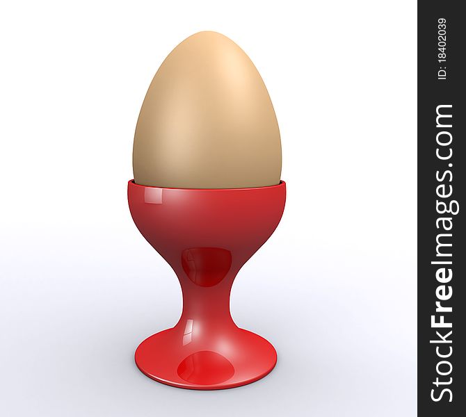 Fresh egg in a cup (3d render)