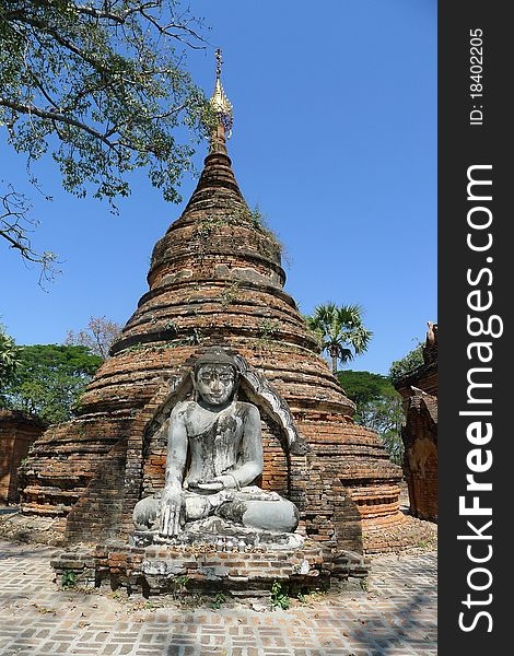 Landmark of a typical buddhist temple in Myanmar. Landmark of a typical buddhist temple in Myanmar