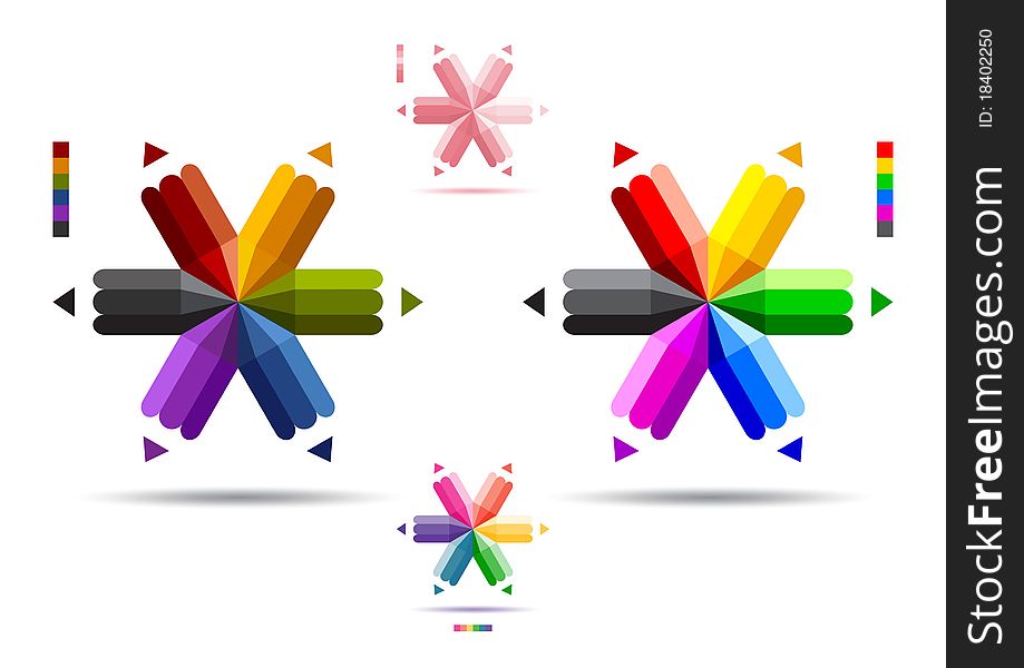 Vector illustration of color pencils with six ends. Vector illustration of color pencils with six ends.