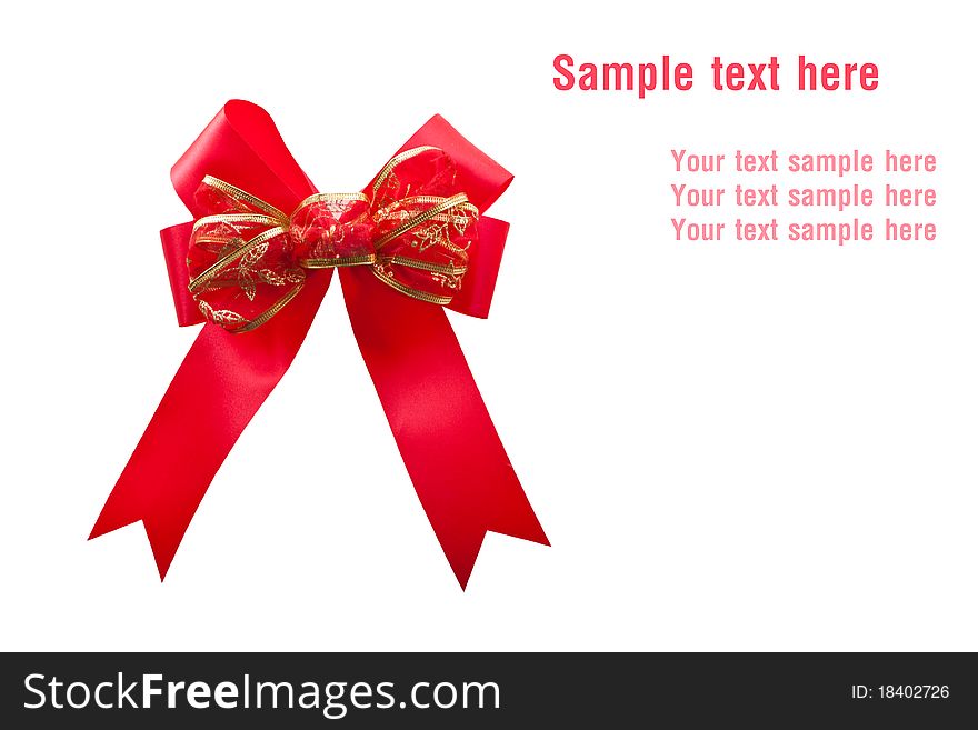 Red Satin Gift bow isolate on white background, space for your text