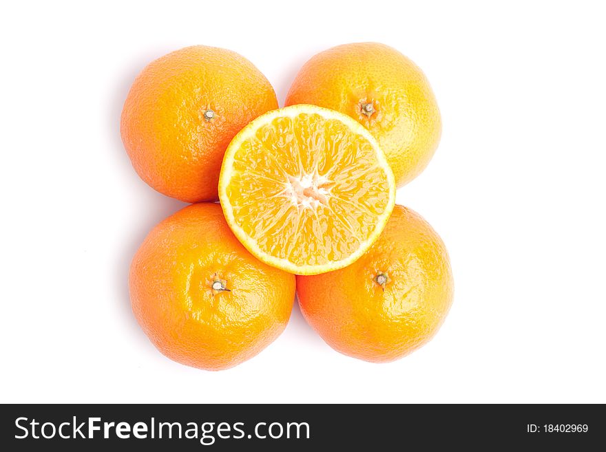 Mandarin fruit on white background