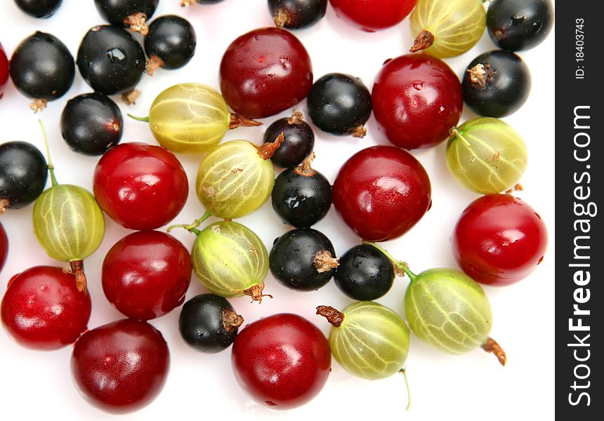 Ripe berries on a white background