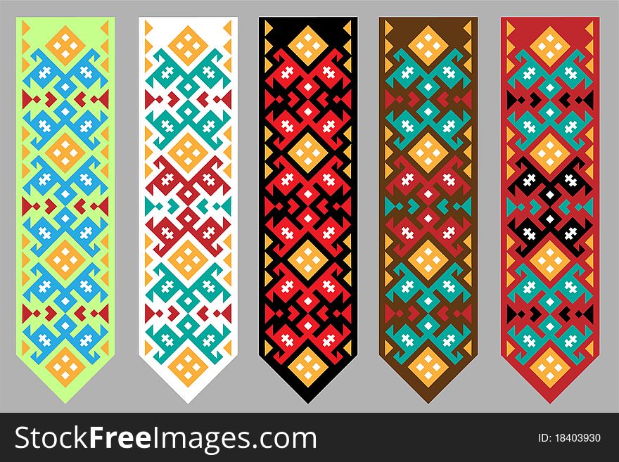 Ornament of the northern peoples of Russia. Various colors. Vector illustration.