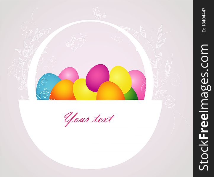 Easter basket with colored eggs,