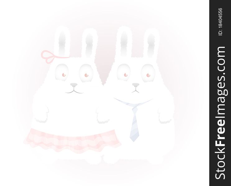 Vector illustration of white Rabbits