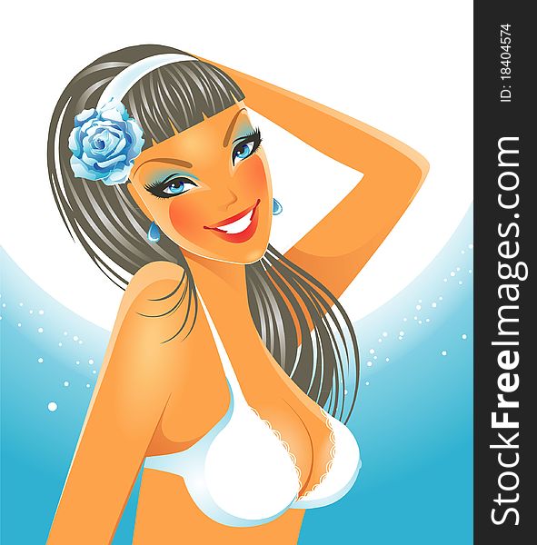 Vector illustration of Summer woman