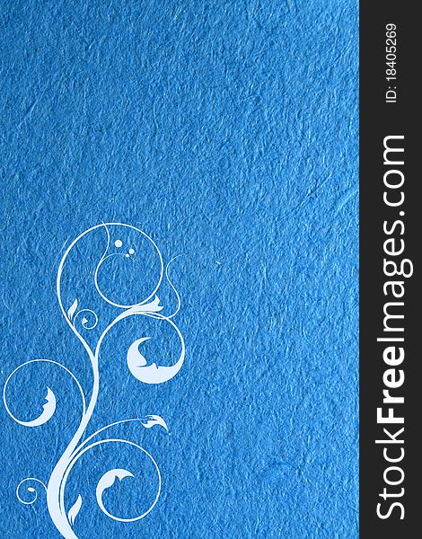Blue Paper Parchment White Swirls