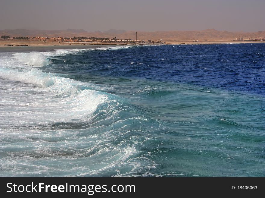 A large tidal wave in the Red Sea. A large tidal wave in the Red Sea