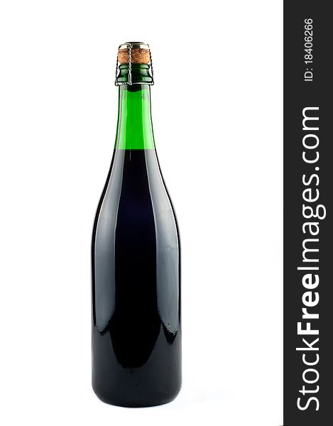 Bottle of champagne. Isolated on white backround. All image in focus