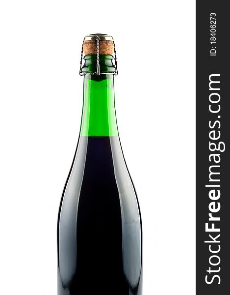 Bottle of champagne. Isolated on white backround. All image in focus